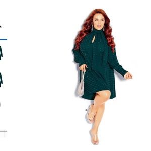 CITY CHIC STUDDED TYE NECK DRESS 18